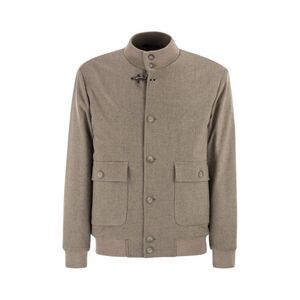 FAY Toggle Fastening Wool Blend Bomber Jacket Men Beige Outerwear